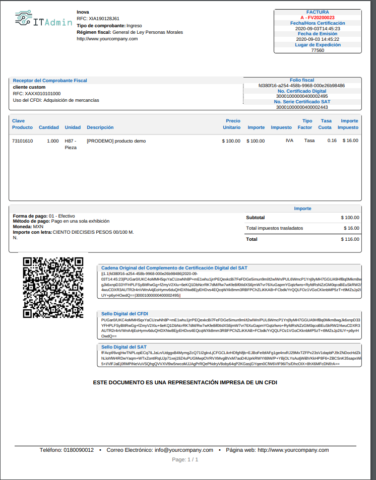 Paquete Formato 1: Factura, SO y REP.