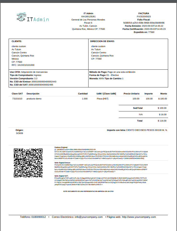Paquete formato 3: Factura, SO y REP.